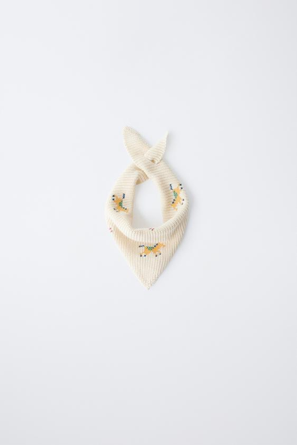 ZARA ВЯЗАНАЯ БАНДАНА С ДЕТАЛЯМИ, ВЫПОЛНЕННЫМИ КРЕСТИКОМ, ЭКРЮ