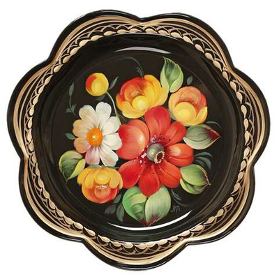 Жостовский поднос декоративный, размер 18 см (A1), металлический