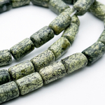 Серпентинит бусины (змеевик), размер около 9,5*5,8 мм, цена за 9 шт (1/4 нити)