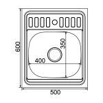 Мойка 50х60 (0,6) вып 3 1/2 MIXLINE 16см  с сифоном