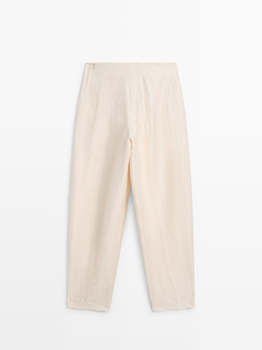 Massimo Dutti Брюки-саруэль из льняной смеси, бежевый