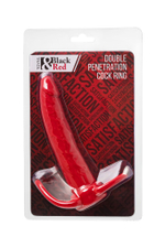 Красная насадка на пенис для двойного проникновения Black Red - 16,5 см.