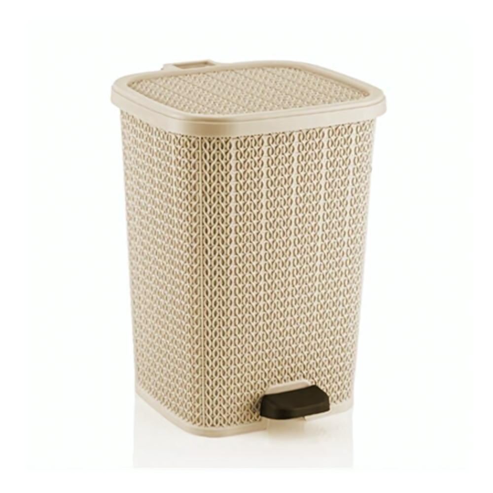 Мусорное ведро с педалью 12 лт ВЯЗАННЫЙ УЗОР бежевый