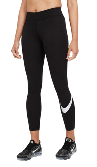 Leginsy Nike Sportswear Essential Mid-Rise Swoosh Leggings - черный