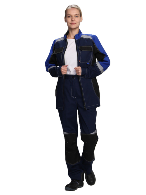 Костюм женский "Формула-1" (куртка+брюки) т.синий/васильковый/черный