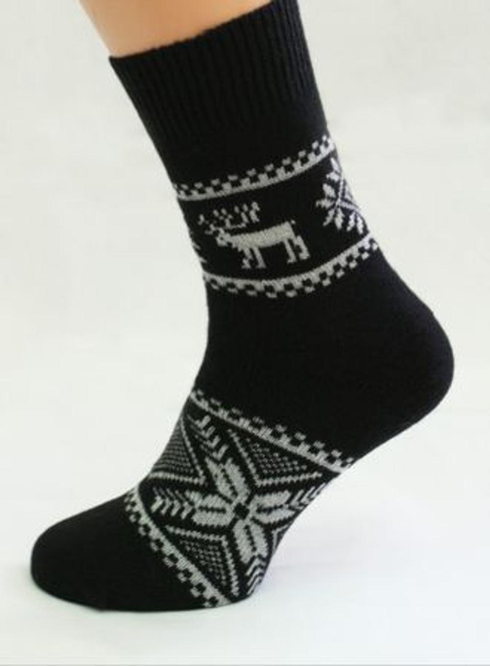 Теплые шерстяные носки  Н007-07 чёрный
