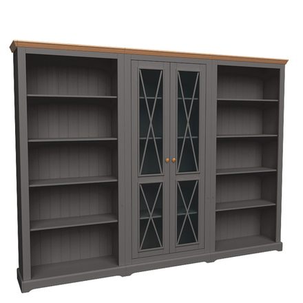 Витрина «Форест» с 2 стеклянными дверями серый 7012/бейц-масло