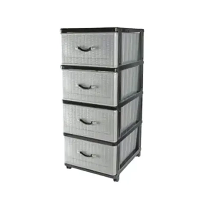 Комод 4-х секционный Панельный черно-серебро