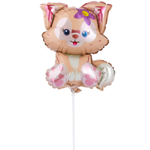 Шар Фольгированный Котенок с цветком (Бежевый)