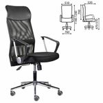 Кресло "Директ Лайт" МС-040, высокая спинка, с подлокотниками, хром, черное