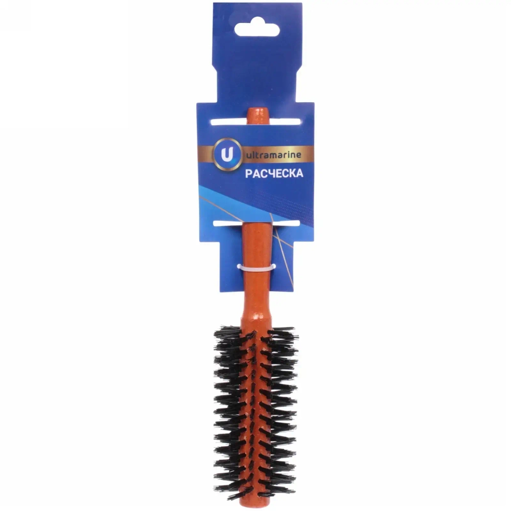 Расческа массажная брашинг «Bon Salon», искусств. ворс, цвет корич, 4,5*21см (блистер Ultramarine)