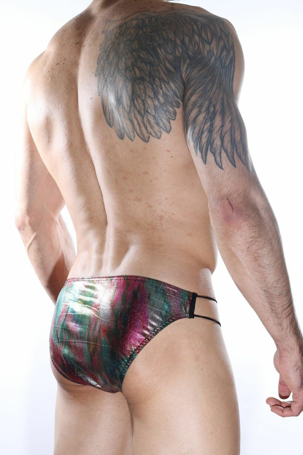 Мужские разноцветные трусы-слипы с нитяным бочком (Размер: XL) (Цвет: разноцветный)