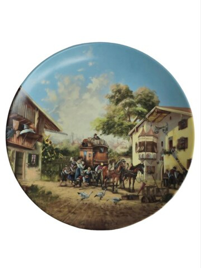Тарелка декоративная "Прибытие дилижанса" Германия