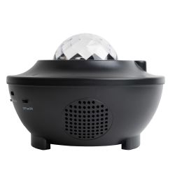 ULI-Q333 6W-RGBW BLACK Светодиодный светильник-проектор с Bluetooth. Проекция Звездное небо. Встроенный MP3 проигрыватель. 2 колонки. USB разъем. Пульт ДУ в-к. Черный. ТМ Volpe