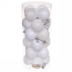 Новогодние шары 5 см (набор 24 шт) «Микс фактур», белый