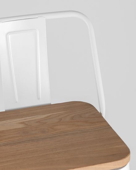 Tolix WOOD со спинкой белый глянцевый
