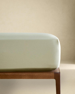 ZARA HOME (300 НИТЕЙ) ПРОСТЫНЯ НА РЕЗИНКЕ ИЗ САТИНА | ВЫСОТА 40 СМ, СВЕТЛО-ЗЕЛЕНЫЙ