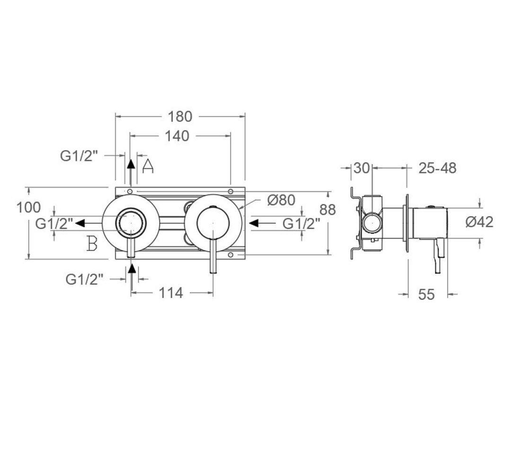 Встраиваемый смеситель для душа на 2 выхода ODISEA 391512HSOC золото
