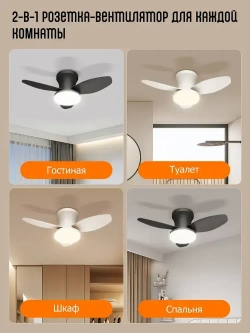 Вентилятор потолочный с пультом, диаметр 88 см, Черный