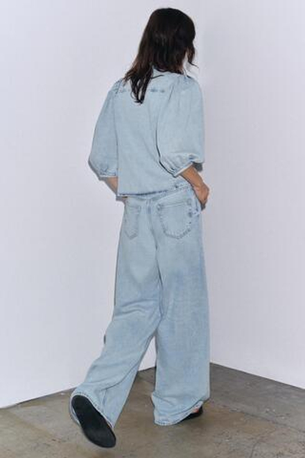 ZARA ДЖИНСЫ СВОБОДНОГО КРОЯ, ГОЛУБОЙ