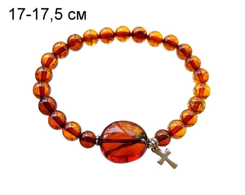 браслет из янтарных шаров с крупным центром