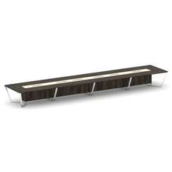 Steel Meet Стол переговорный прямоугольный MMK-PR.B.SP-24 Дуб Мали/Ваниль Глянец/Нержавеющая Сталь/Х