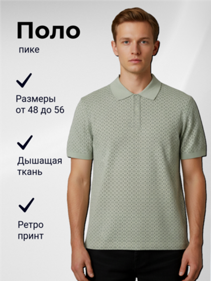 5858R  Футболка-поло мужская пике набивка (56)
