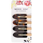 Заколки для волос НАБОР 4 шт., 6 см, глянцевый, черный, черепаховый, MONTE VITA, 457088