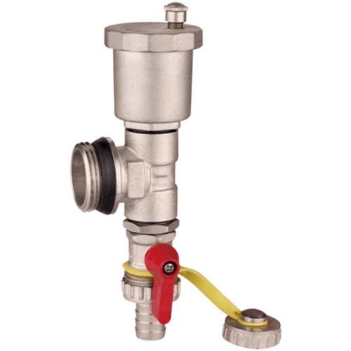 Тройник коллекторный VIEIR 1" в сборе (тройник, воздухотв. дренажный кран) арт. VR1108