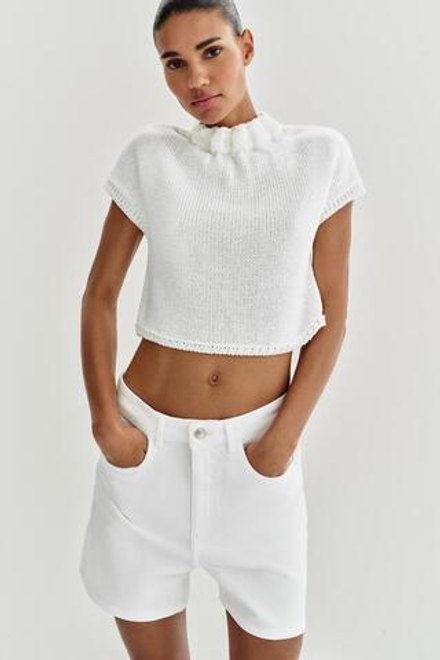 ZARA ШОРТЫ Z1975 MOM FIT, БЕЛЫЙ