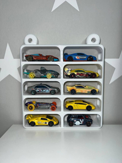 Полка для машинок Hot Wheels 10 шт, крепление на стену для hot wheels 10 шт белый