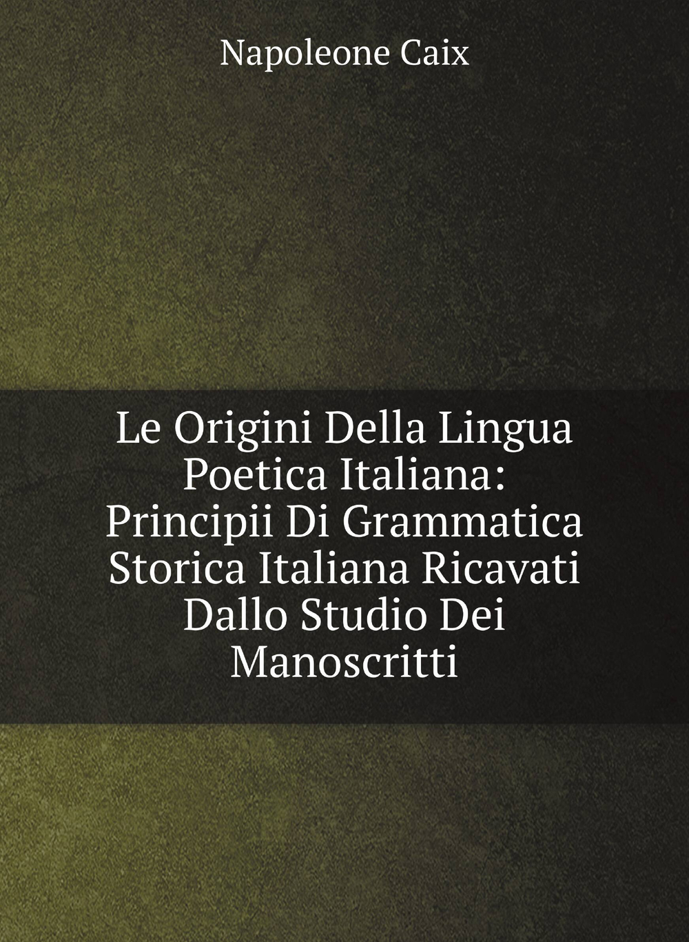 Le Origini Della Lingua Poetica Italiana: Principii Di Grammatica Storica Italiana Ricavati Dallo Studio Dei Manoscritti | Napoleone Caix