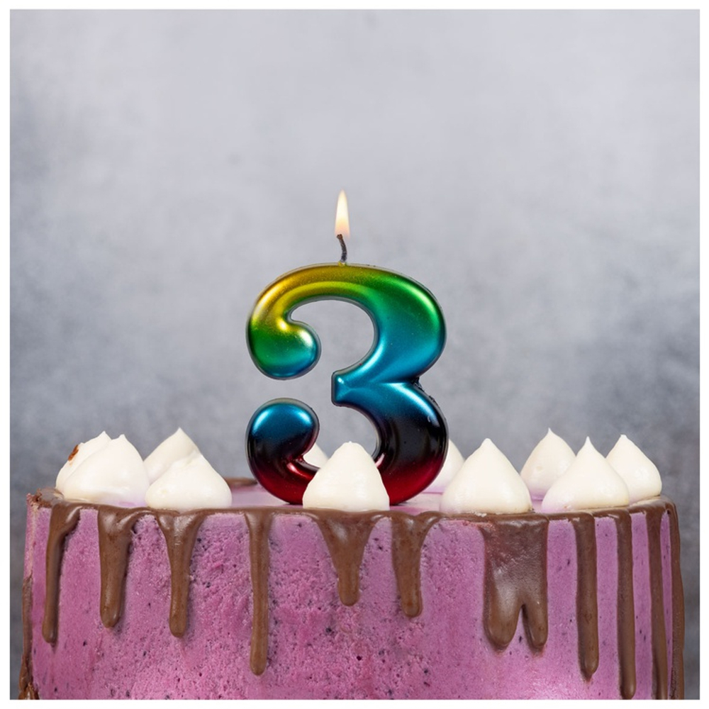 Свечи-цифры Радуга 8 см
