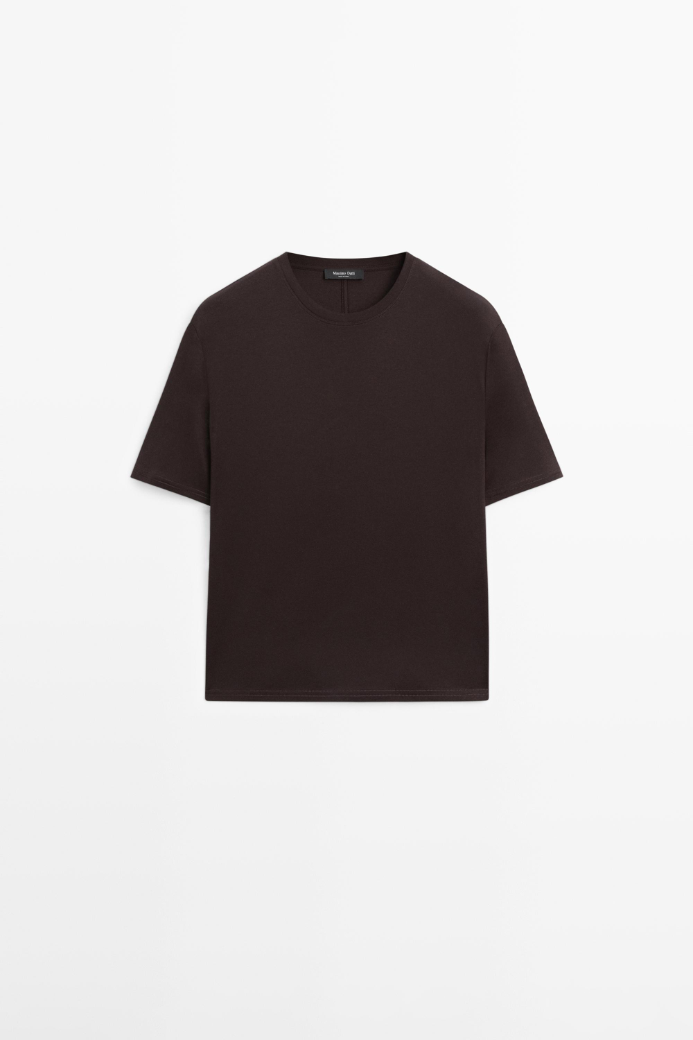 Massimo Dutti Футболка из 100% хлопка с короткими рукавами, коричневый