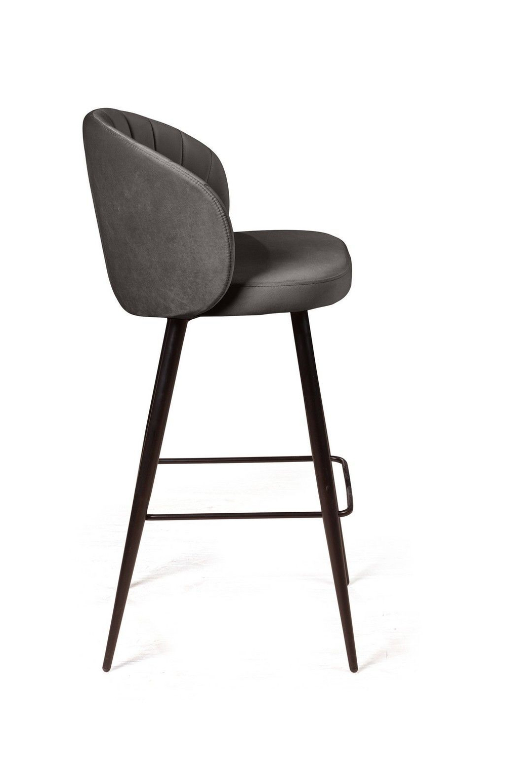 Стул барный Mont Blanc, бархат антрацит 14 / черный конус