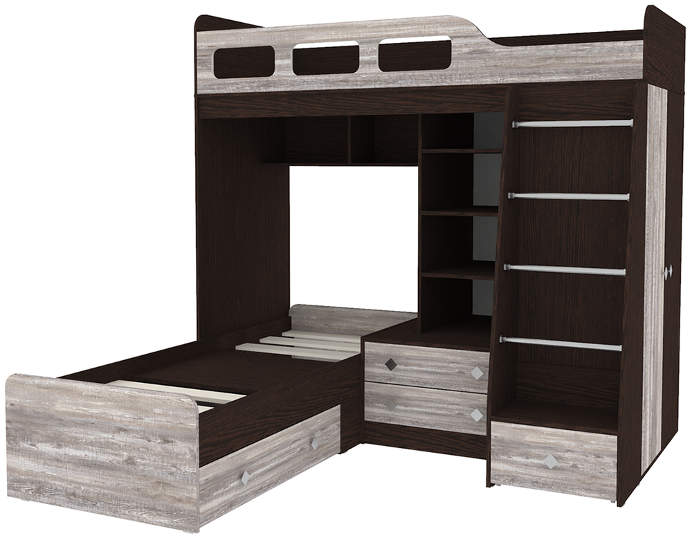 Двухъярусная кровать КарИВи Астра 4 Венге Бетон