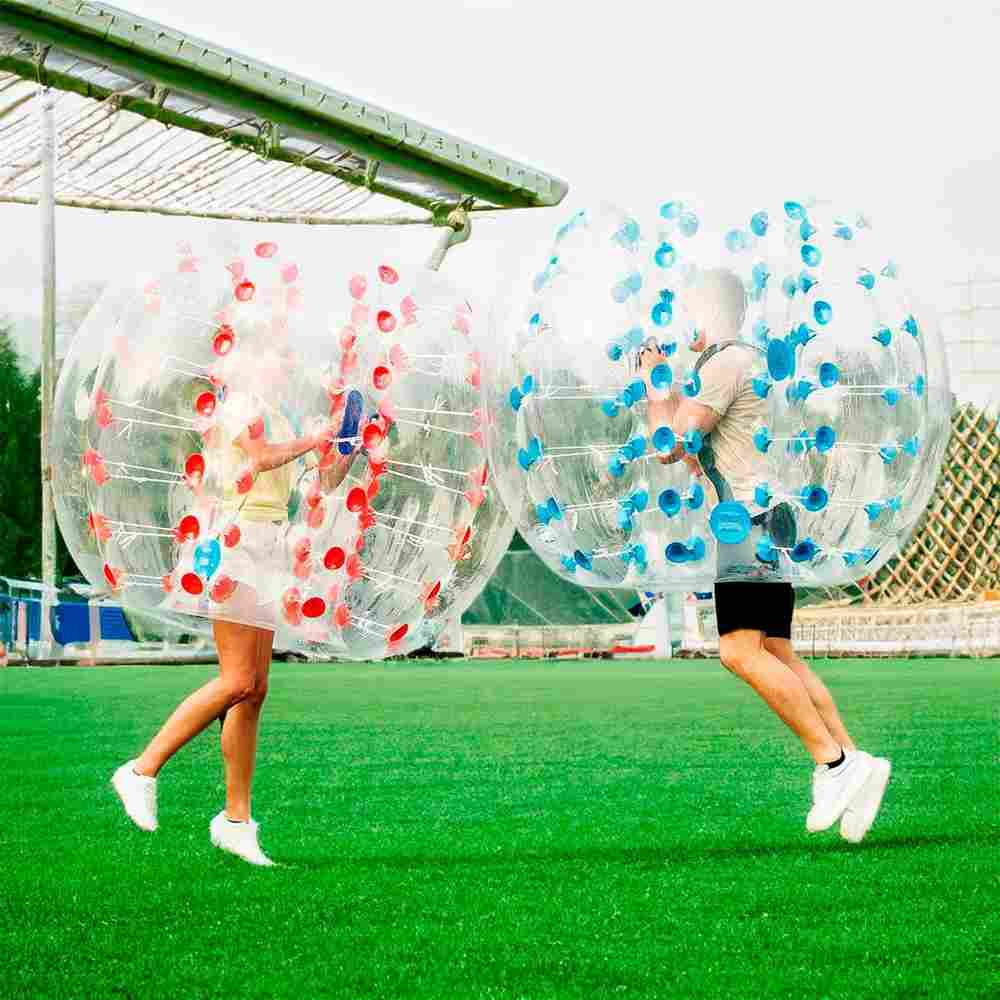 Бампербол «Прозрачный» ТПУ, диаметр 1,5 м, с синими держателями