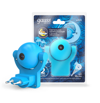 Светильник Gauss розеточный с фиксированной проекцией и датчиком освещённости 0.5W синий DIY0033