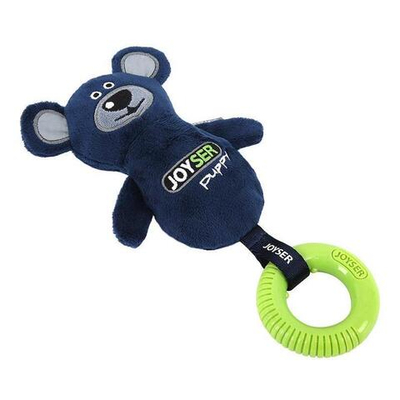Игрушка для собак JOYSER Puppy Мишка с резиновым кольцом и пищалкой S/M синий, 21 см