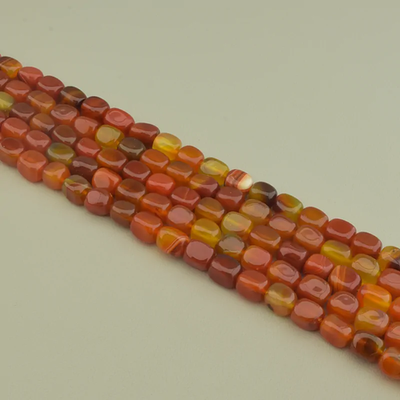 Нитка Агат 38 см. (Без замка) - Оранжевая