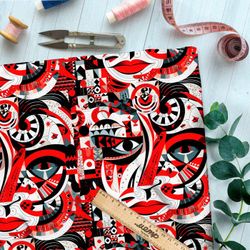 Ткань премиум таффета графический стиль