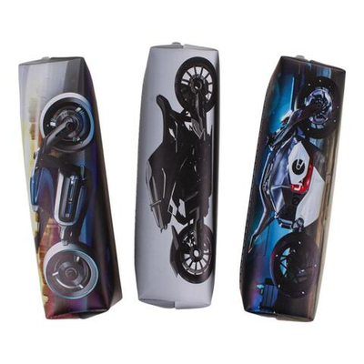 Пенал-косметичка 1 отд. 20*5,5*3,5см кожзам "Мото" желтый мотоцикл