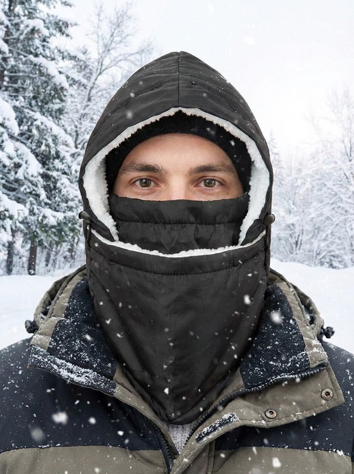 Балаклава-капюшон зимняя экомех (черная)