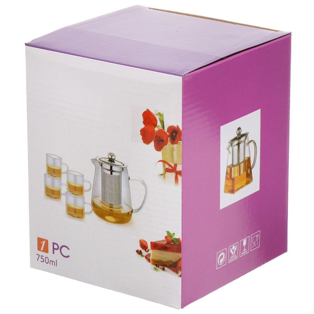 Чайник заварочный стекло, 0.75 л, с ситечком