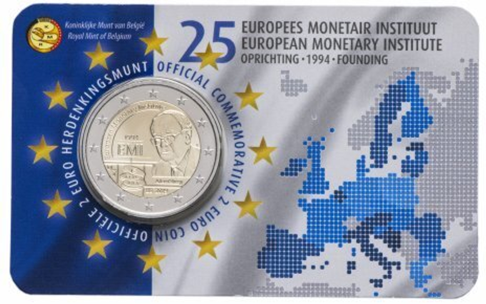 2 евро 2019 Бельгия - 25 летие Европейского валютного института (в буклете)