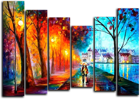 Модульная картина "Город у озера "