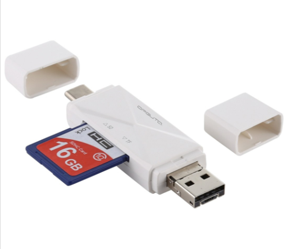 Картридер OTG Орбита OT-PCR16 Белый (TF, SD, microUSB, Type-C)