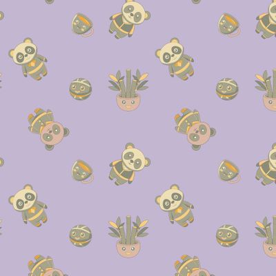 панда хаки малыш мяч бамбук чашка сиреневый