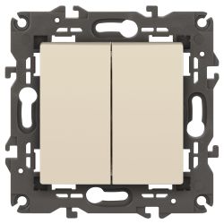 Переключатель ЭРА Elegance 14-1106-02 двойной 10АХ-250В, IP20 слоновая кость