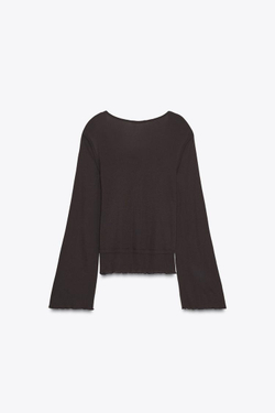 ZARA ФУТБОЛКА SOFT С ДВОЙНЫМ ЭФФЕКТОМ, ШОКОЛАДНО-КОРИЧНЕВЫЙ